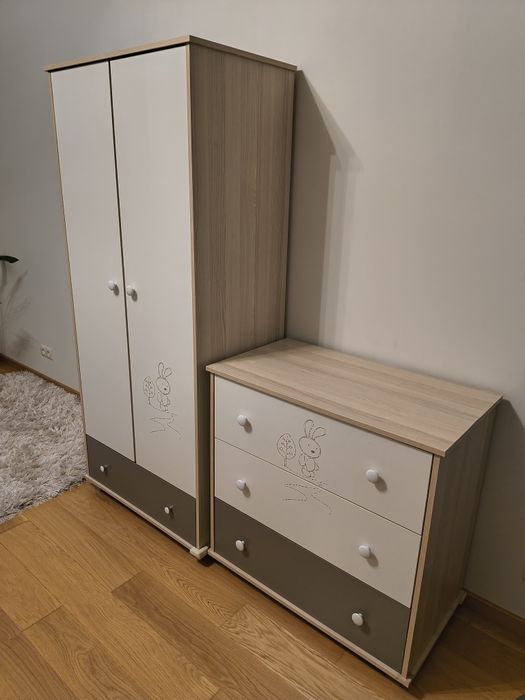 Zestaw mebli szafa i komoda dziecięca KLUPŚ