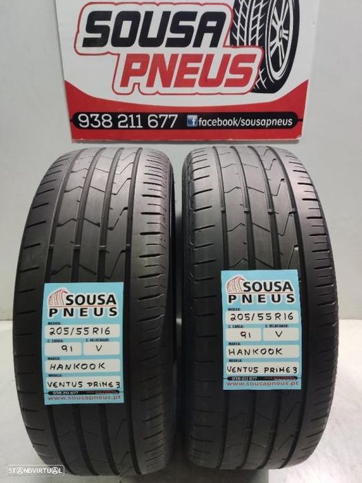 2 pneus semi novos 205-55r16 hankook - oferta dos portes