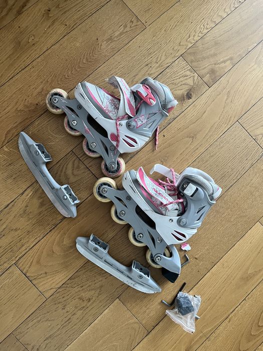 Łyzwy/Rolki dziewczęce regulowane 31-34