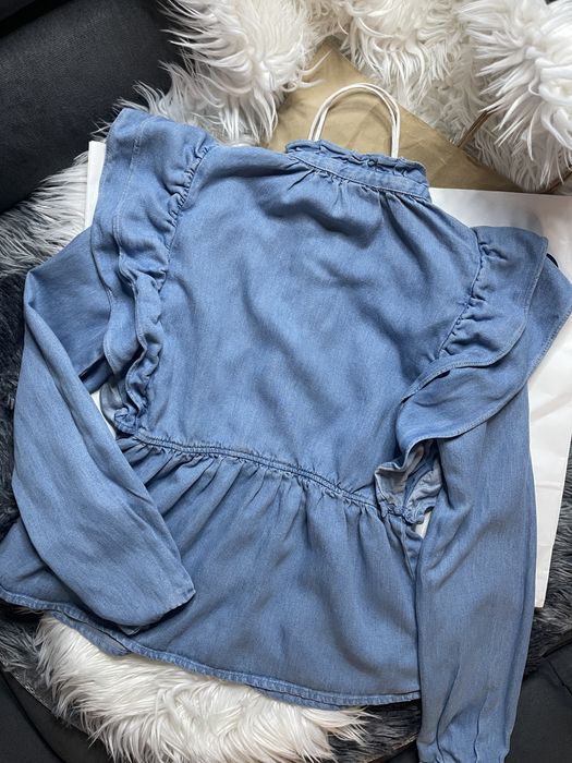 Dzinsowa  koszula z falbanami 34 xs zara
