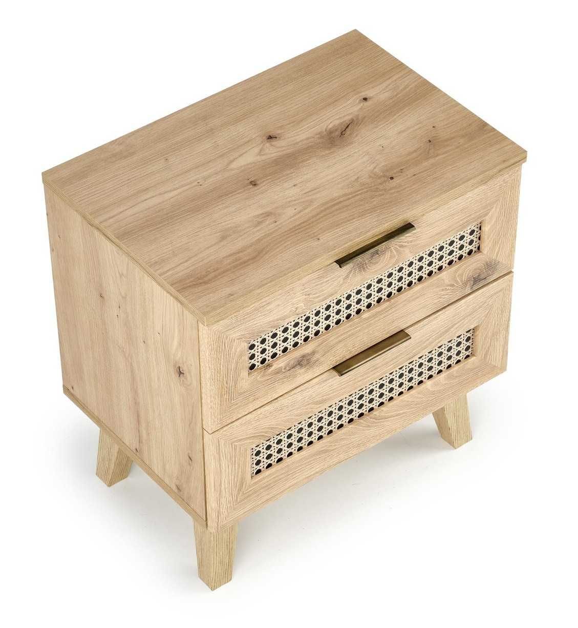 Szafka nocna BORNEO SN-1 plecionka wiedeńska, dąb artisan/czarny