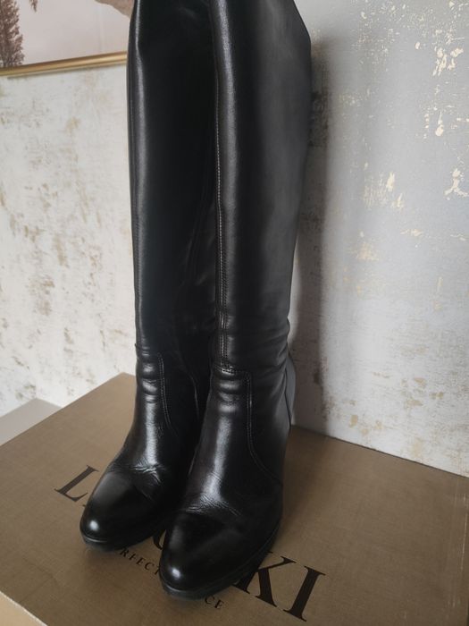 Czarne kozaki na obcasie Lasocki skóra rozmiar 37