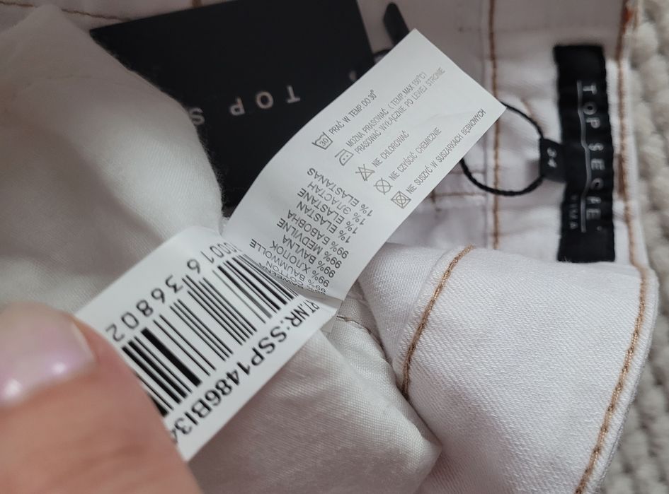 Nowe spodnie jeansy dżinsy damskie z wysokim stanem 99% bawełna XS