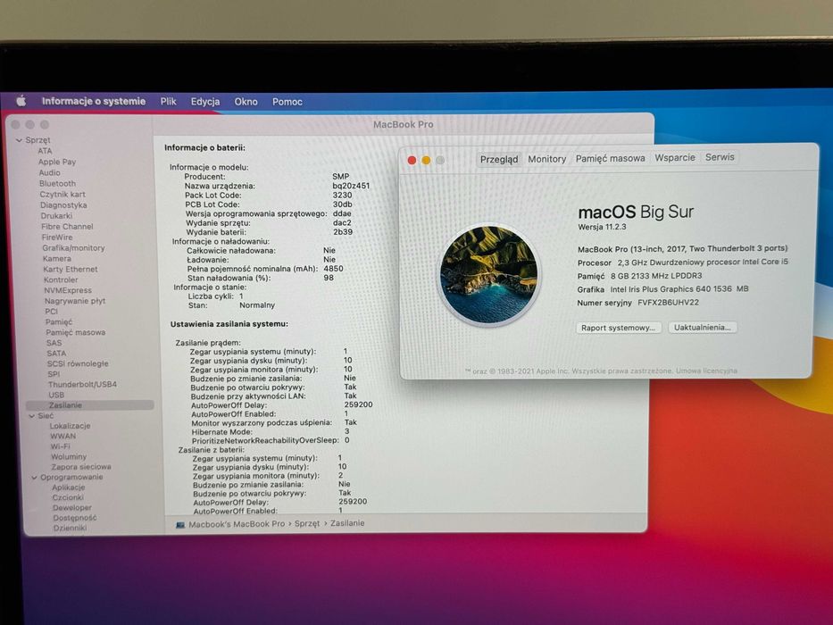 MacBook Pro 13 2017 i5 Nowa Bateria 8GB RAM 128GB SSD Gwarancja