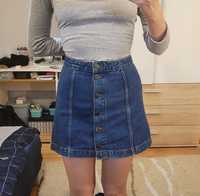 Jeansowa mini spódniczka z guzikami dopasowana, rozm S/XS