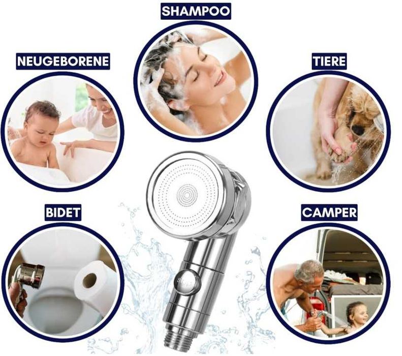 Słuchawka prysznicowa na kran, zestaw natryskowy + akcesoria Ineedit