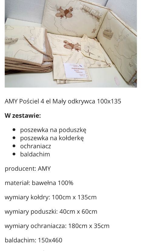 Zestaw pościeli 5 el AMY Mały Odkrywca z baldachimem / moskitiera