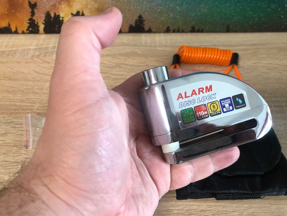 Замок на тормозной диск с сигнализацией и тросом напоминания ЯКІСТЬ