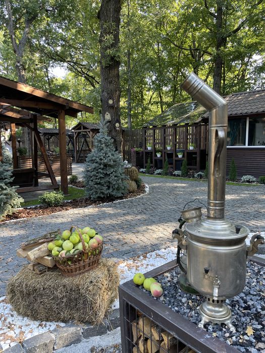 Лазня на дровах в дубовому лісі