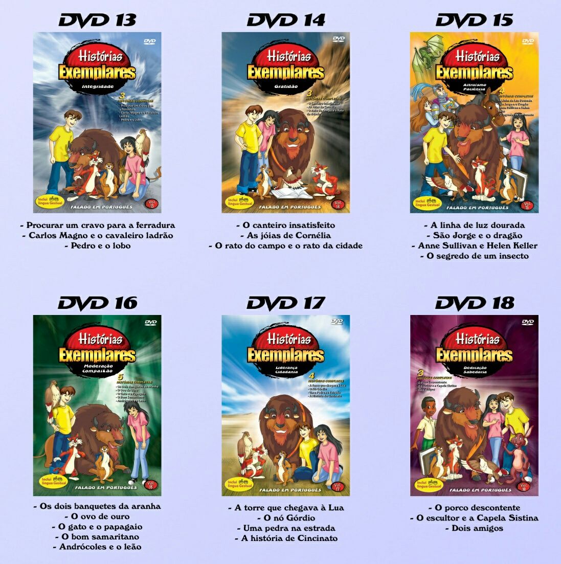 Histórias Exemplares - 18 DVD educação infantil- língua gestual -NOVOS