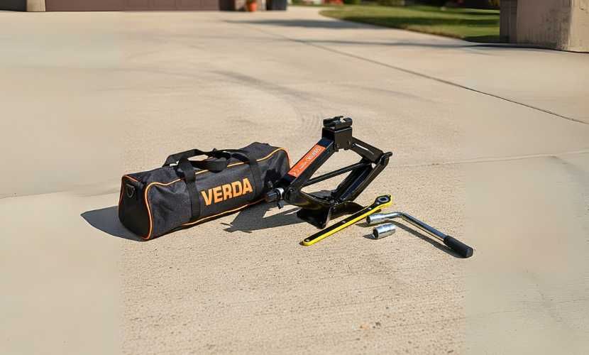 Lewarek samochodowy VERDA 1500 kg składany z pokrowcem i kluczem NOWY