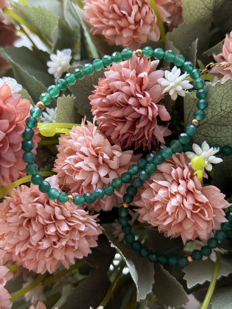 Handmade naszyjnik choker z kamieni naturalnych Agat zielony rękodzieł