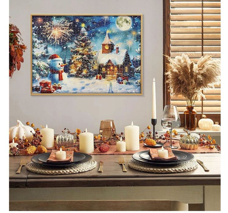 Puzzle 1000 elementów dla dorosłych 70x50cm Bałwanek w Wigilię
