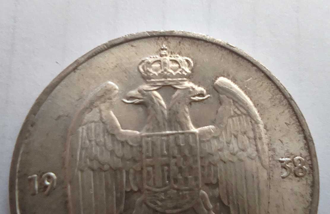 Moneta srebrna Jugosławia 20 dinarów 1938 rok srebro ag ładna