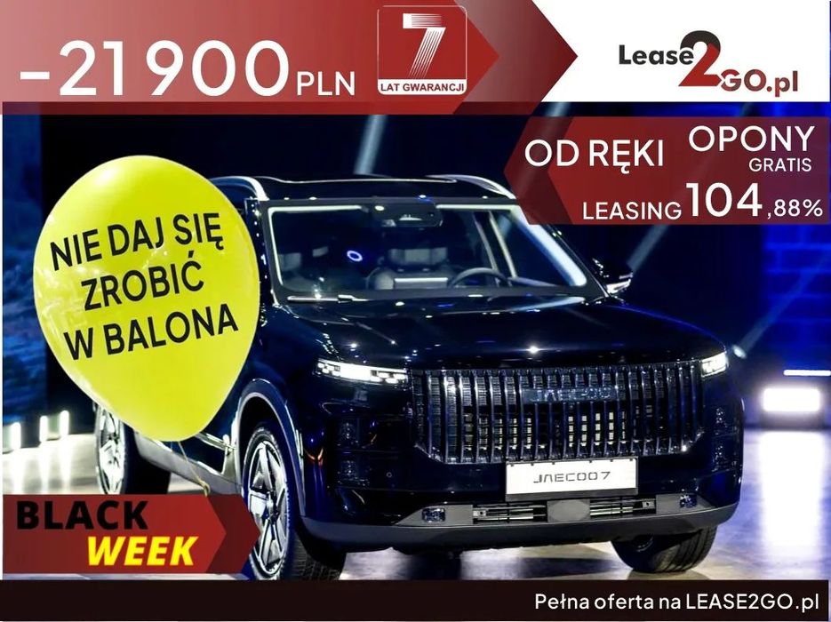 Jaecoo 7 OD RĘKI | BLACK WEEK | Opony Gratis - Leasing od 104,9% | Różne kolory