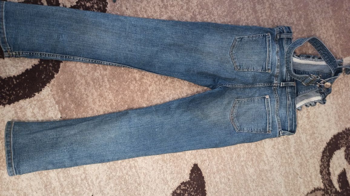 Комбинезон джинсовый, комбез, штаны для девочки 122-128