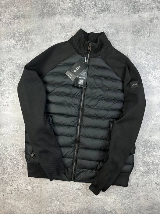 Куртка Hugo Boss вʼязаний рукав чорна куртка хюго босс чоловіча чорна