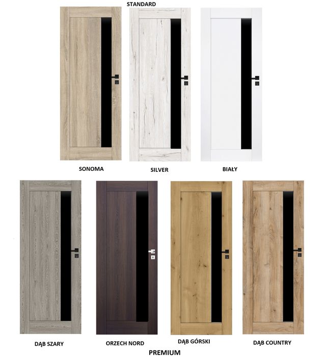 SOLIDNE Drzwi wewnętrzne Windoor Limes z czarną szybą - NOWOŚĆ DOSTAWA