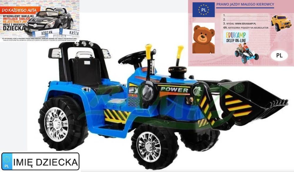 TRAKTOR dla dziecka Koparka dla dziecka ruchoma łyżka, pilot