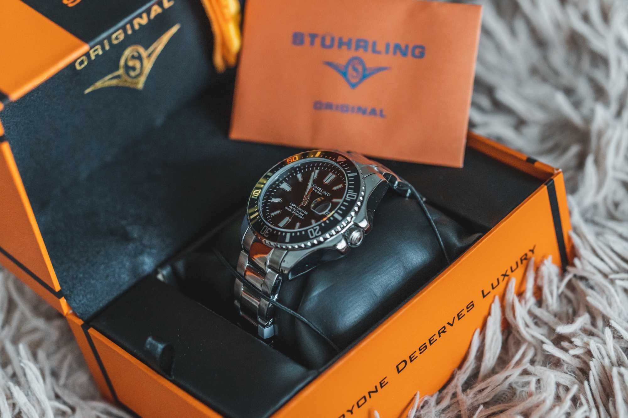 Nowy Zegarek Stührling Original Depthmaster 3950A Diver czarny