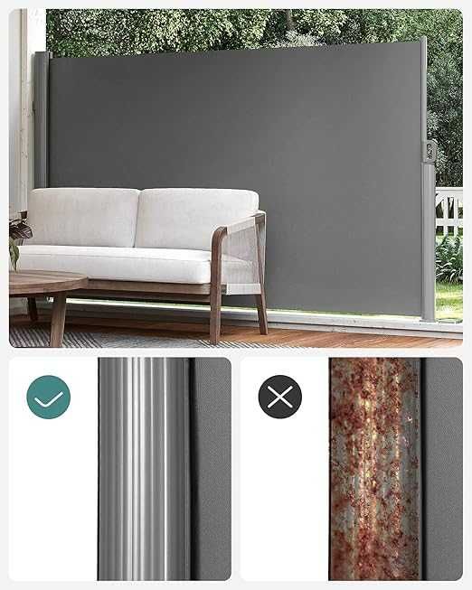 Markiza boczna ze stalową skrzynką rozkładana, 180 x 300 cm moskitiera
