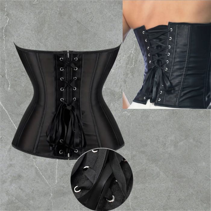 Корсет чорний сатиновий