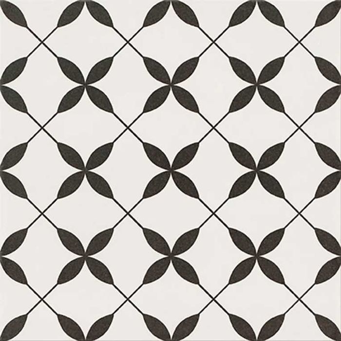 gres patchwork concept clover black pattern satin 29,8x29,8 opoczno