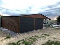 Garaż blaszany 6x6 +wiata 3m drewnopodobny/grafit mat producent garaży