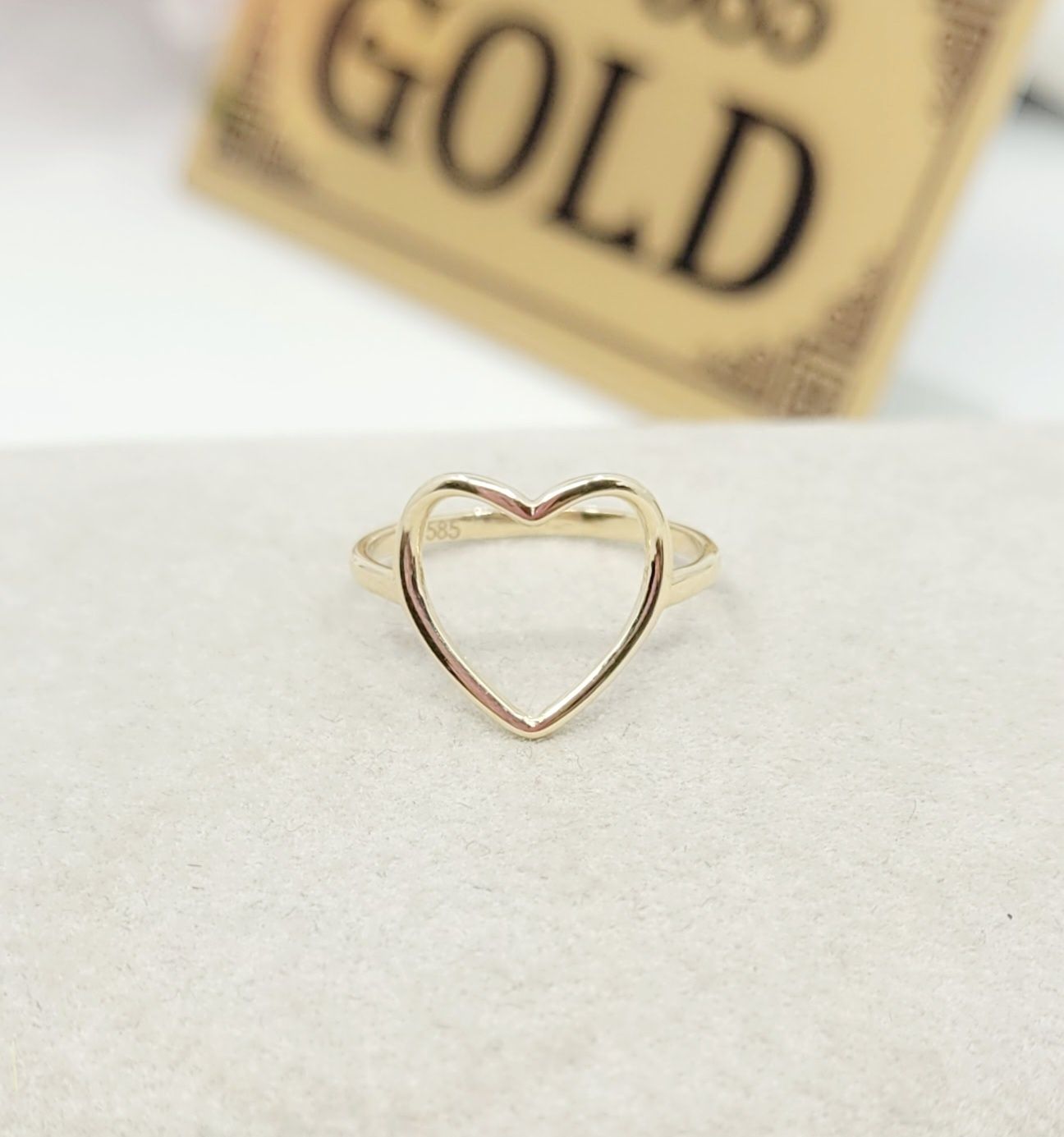 Złoty pierścionek serce próba 585 14k
