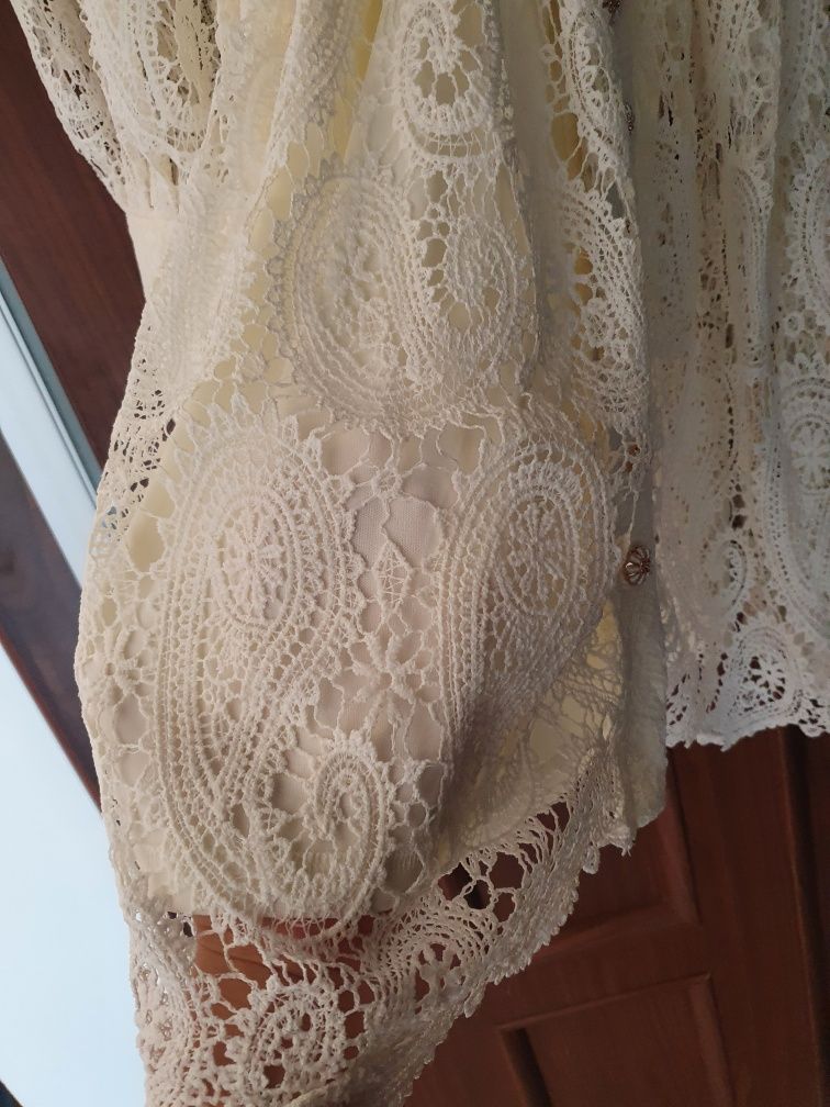 Sukienka na chrzciny wesele poprawiny biala  kremowa koronkowa
