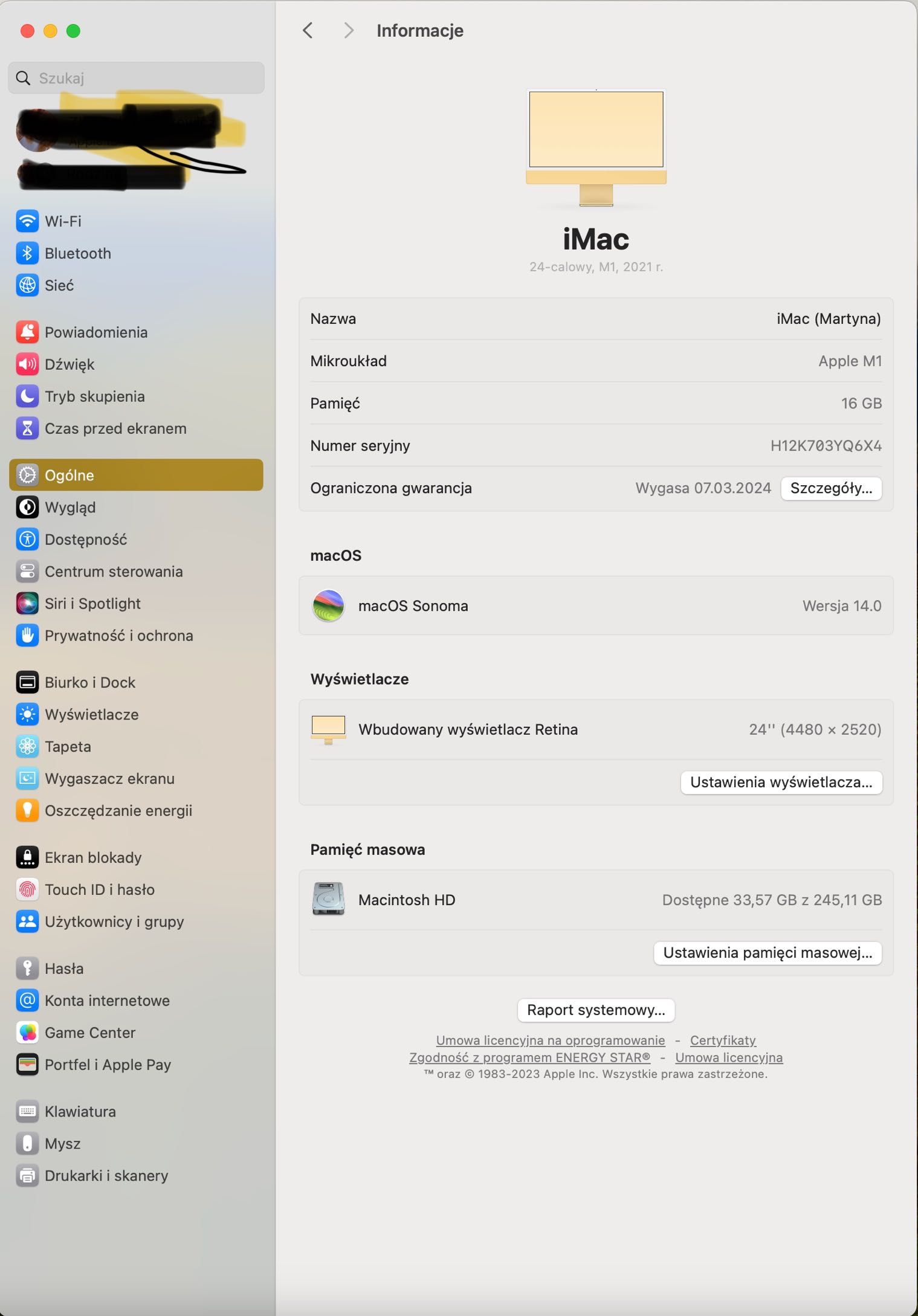 iMac 24" na gwarancji.