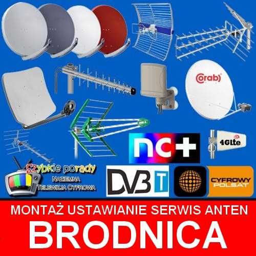 Montaż anten sat , dvb-t,, wieszanie telewizorów Brodnica tanio