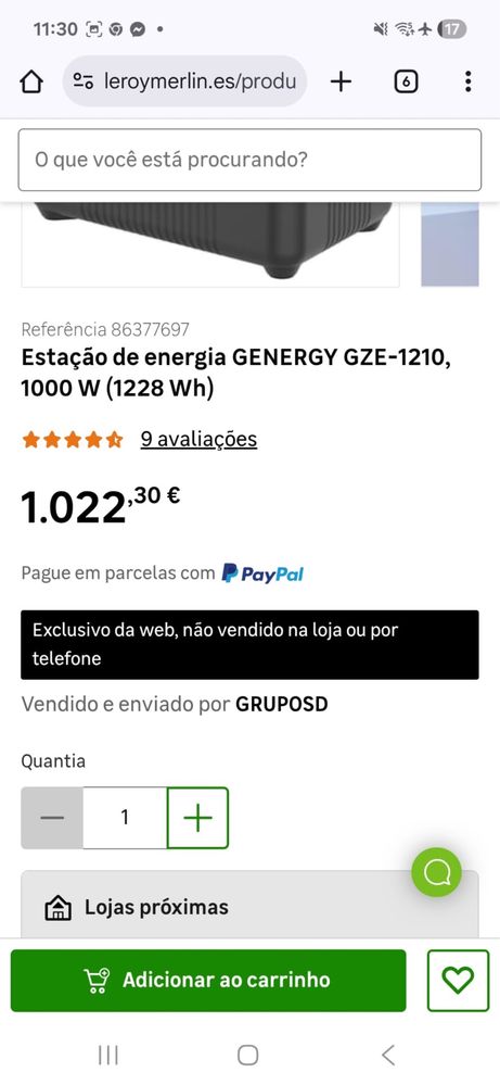 Gerador Portatil a Bateria 1000W