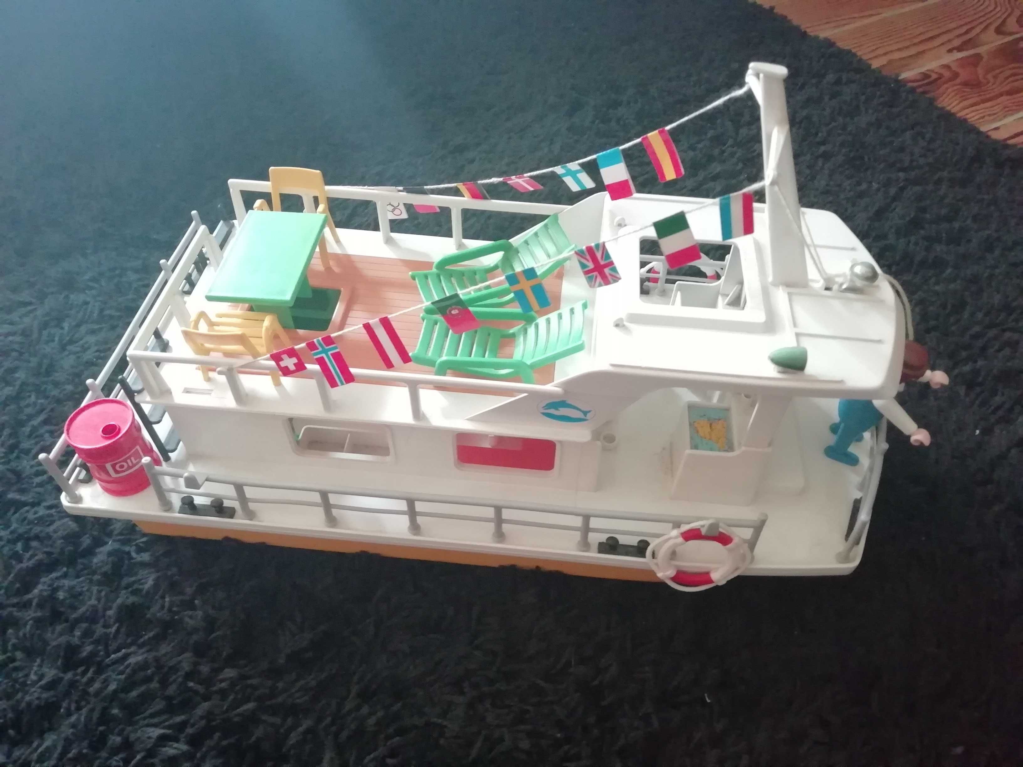 Playmobil System 3540-Barco GEOBRA, 1978 + Fortaleza- 2x sets