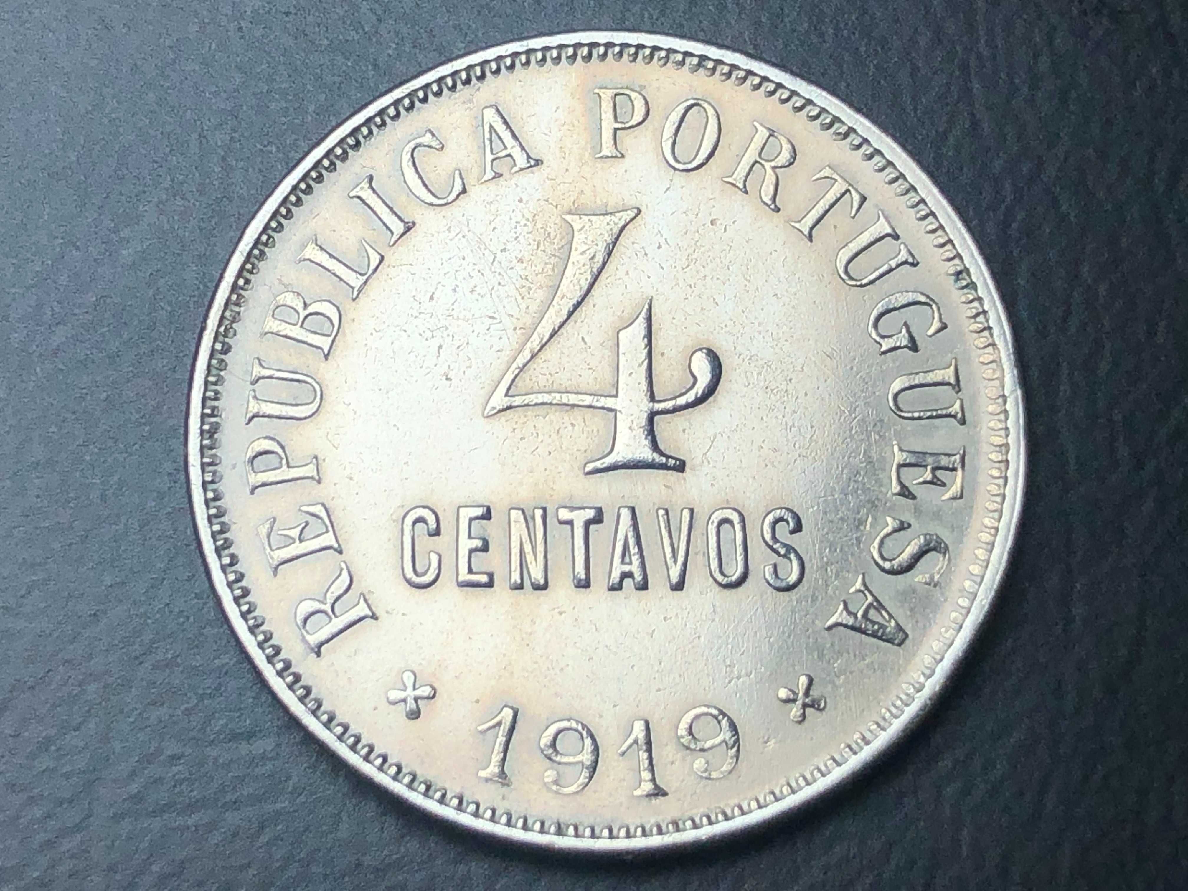 Lote de 2 moedas de 4 Centavos Niquel 1917 e 1919