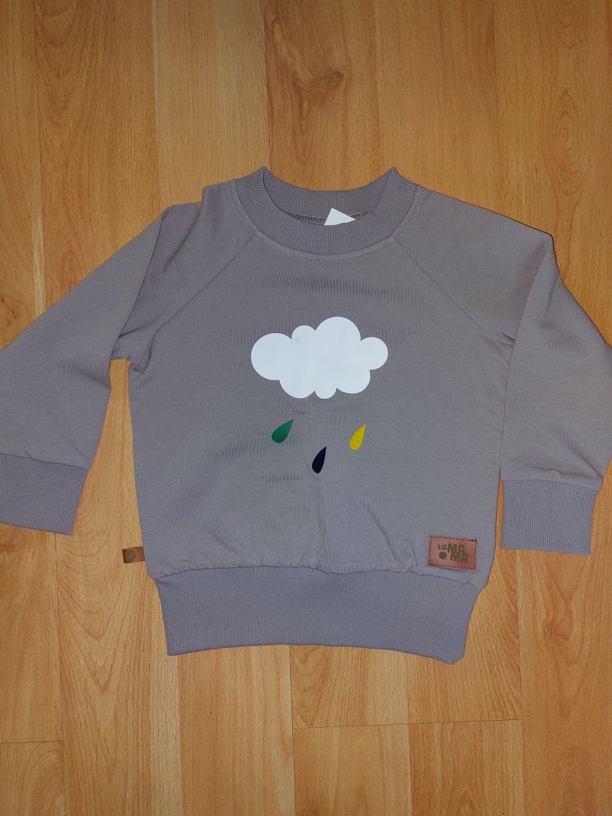 NOWA Bluza szara z chmurką i deszczem La Mama 86 cm