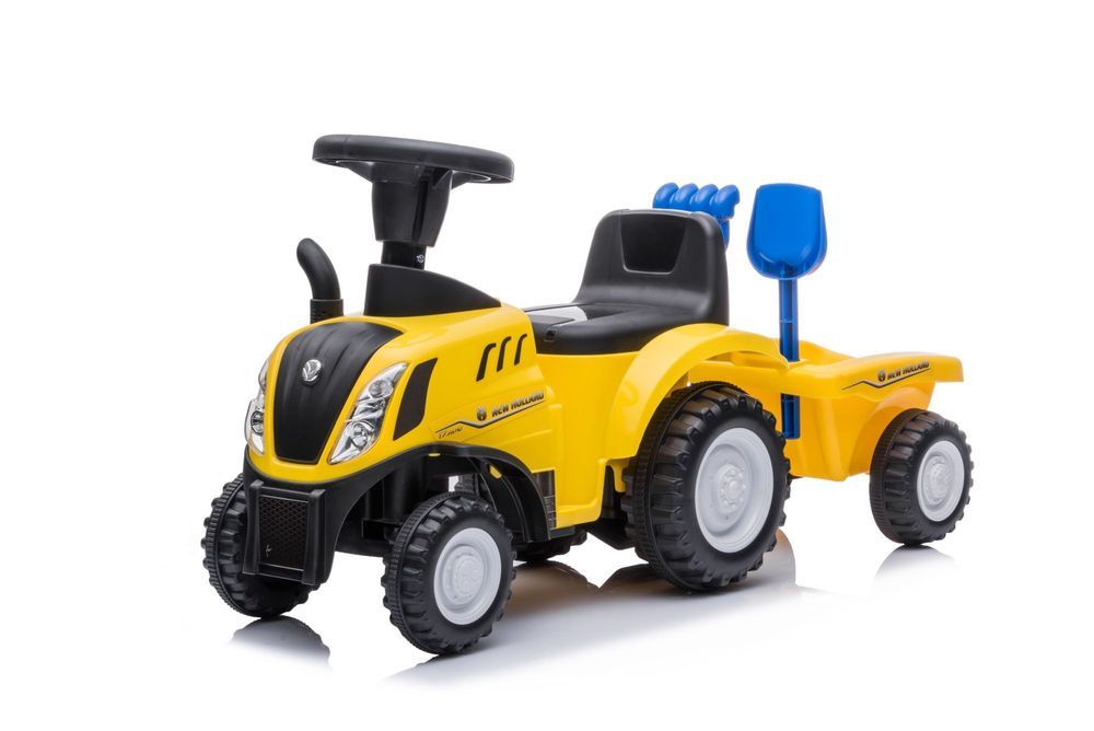 Jeździk odpychacz traktor z przyczepką i funkcjami dźwiękowymi żółty