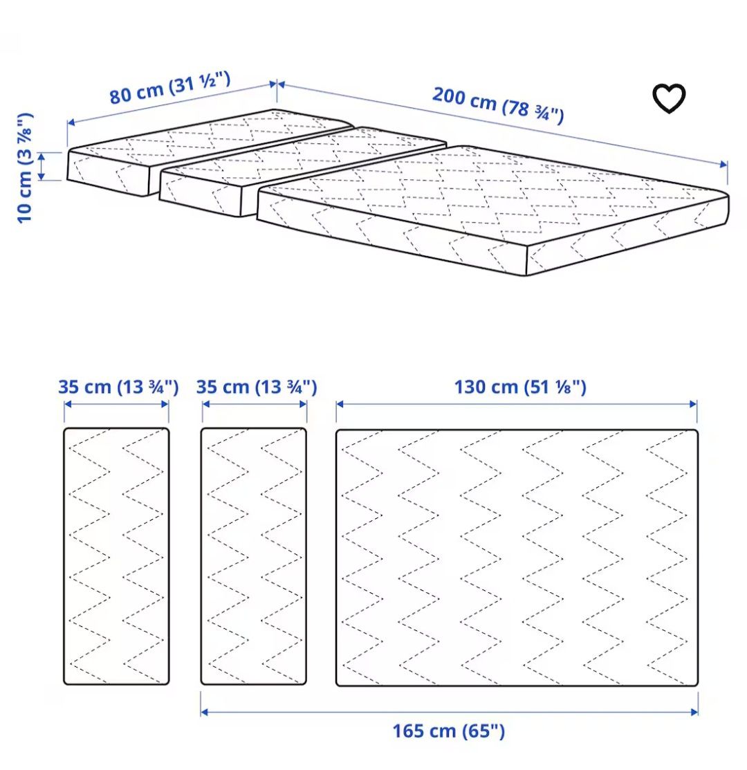 Nowy 1/2 ceny Materac do łóżka rozsuwanego VIMSIG z Ikea
Materac piank