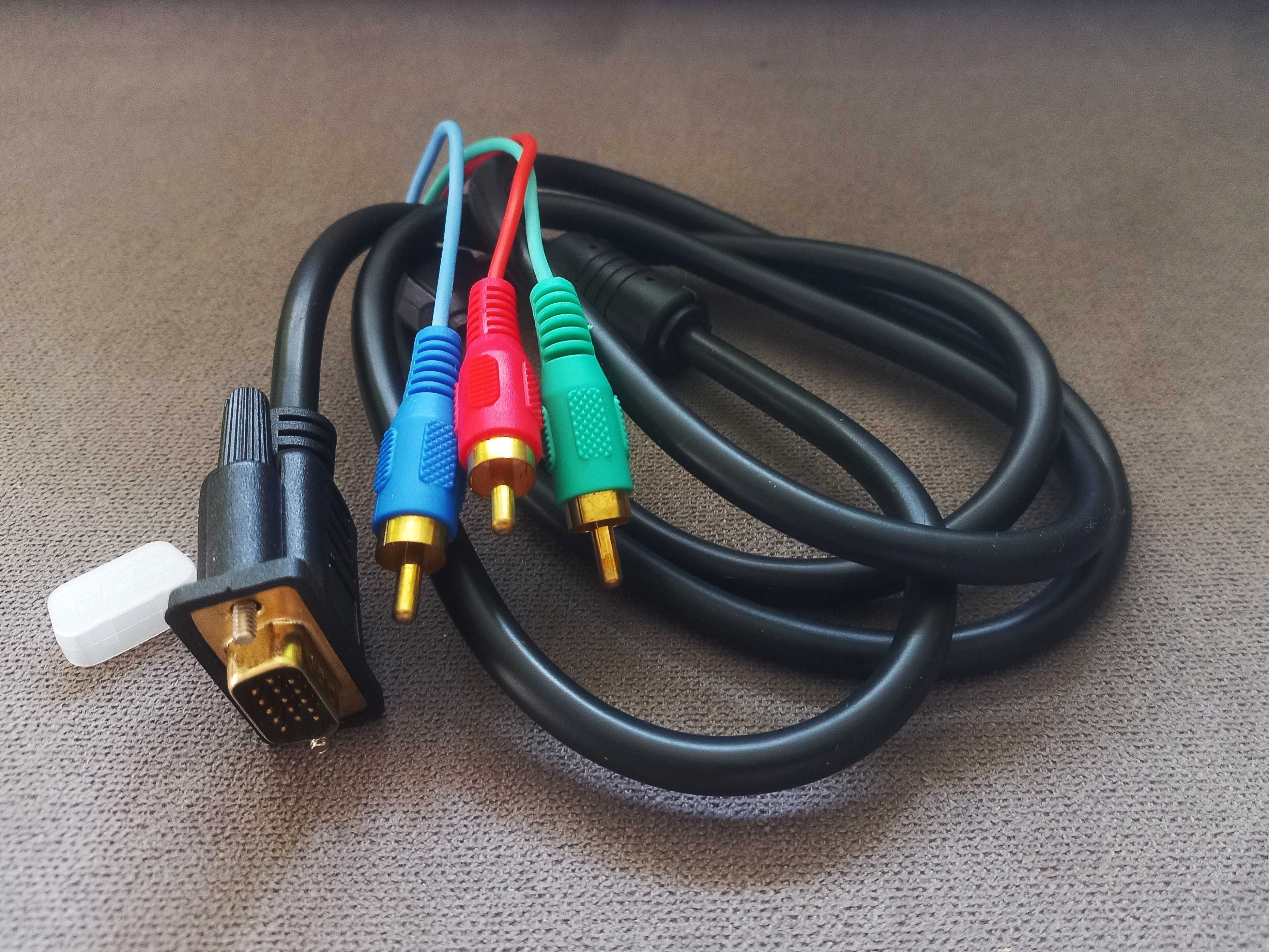кабель, провод VGA to RGB 3 RCA male. адаптер, переходник, видеокабель