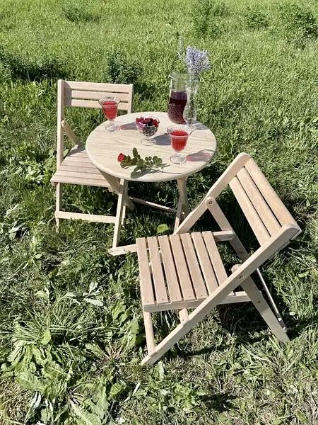 Набір розкладних меблів з натурального дерева,розкладний стіл, стілець