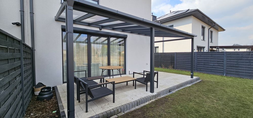 Pergola Aluminiowa 6x3m Zadaszenie Tarasu Ruchome ścianki, szklane