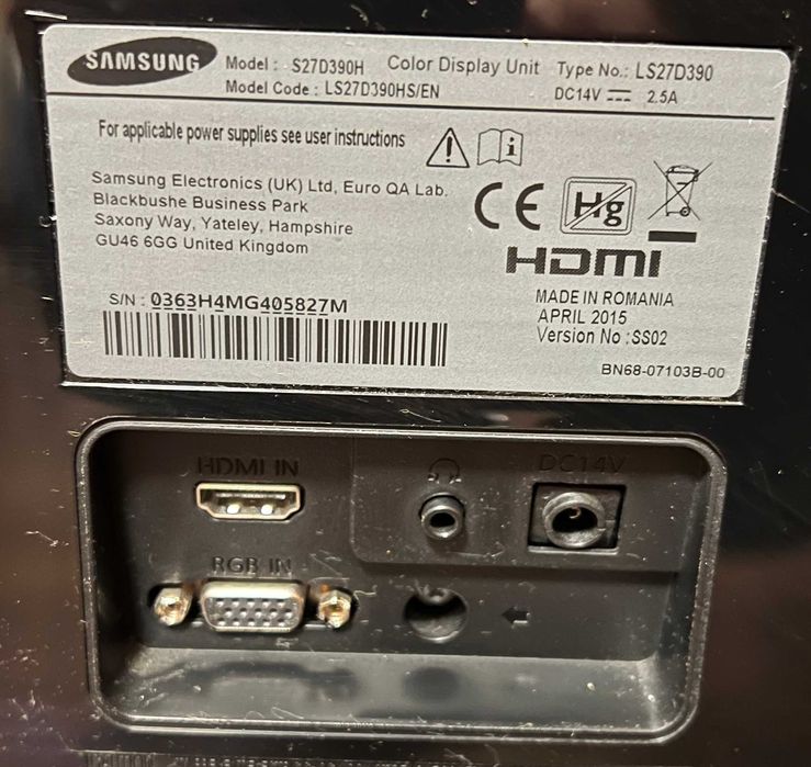 Monitor Led  SAMSUNG 27 cali