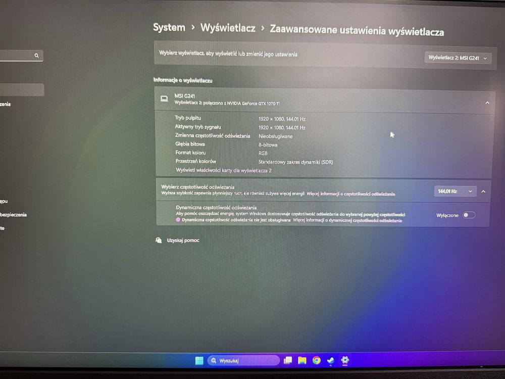 Monitor MSI G241 144Hz 24 cale