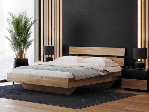 Łóżko drewniane Dębowe 140x200cm Lewitujące Rossano, różne wymiary