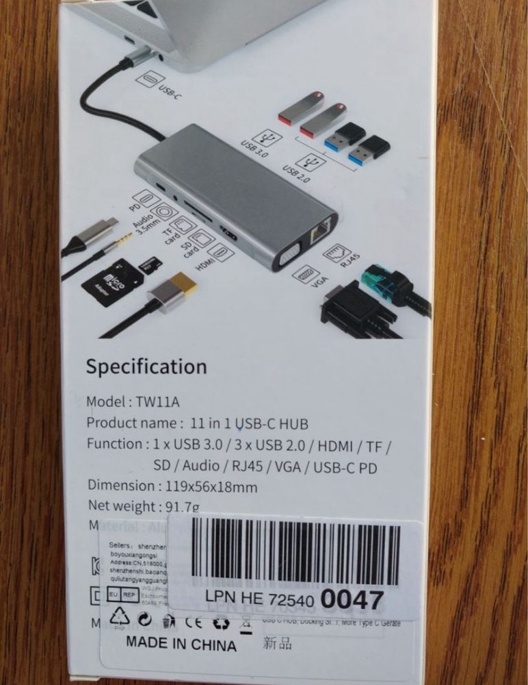 Hub USB C, stacja dokująca, adapter USB C 11 w 1