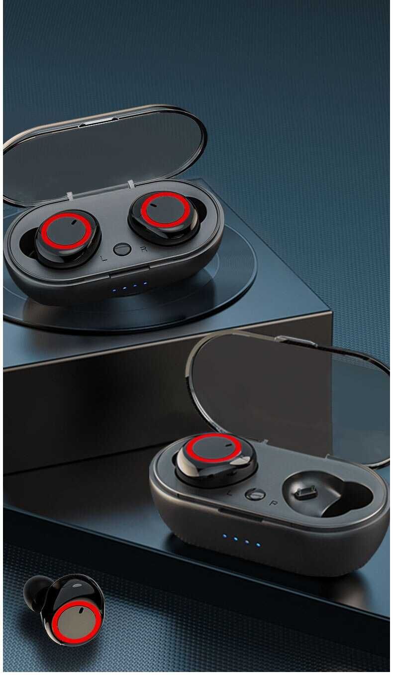Słuchawki Bezprzewodowe Y50 BT 5.3, Czarno-Czerwone + Etui Ładujące