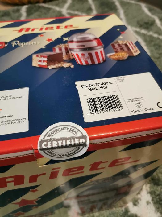 Urządzenie do popcornu Ariete 2957/00 XL Partytime 1100W