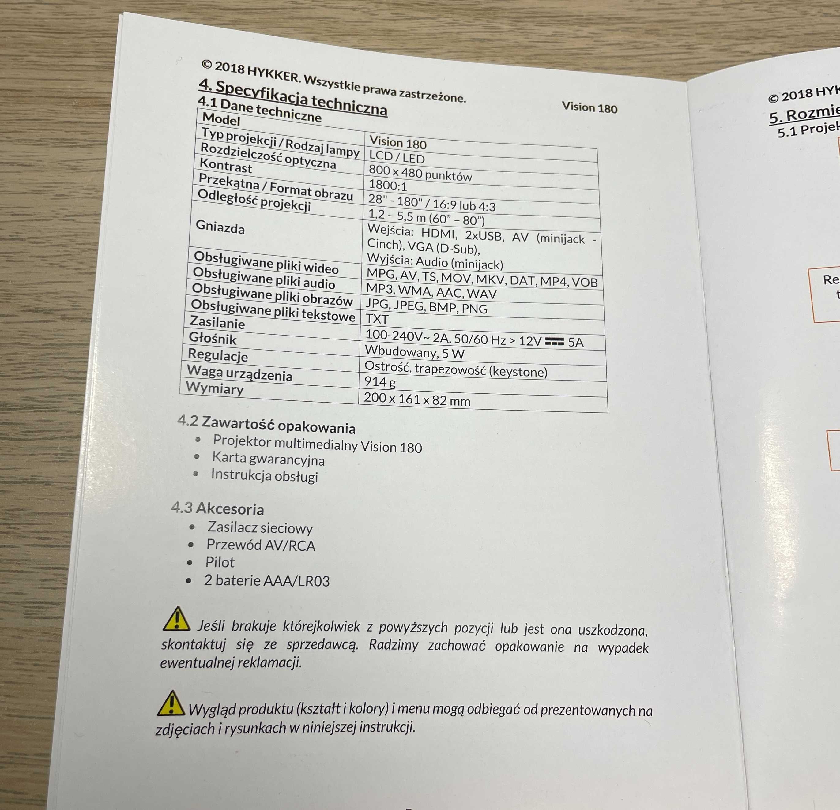 Projektor multimedialny (rzutnik) HYKKER VISION 180