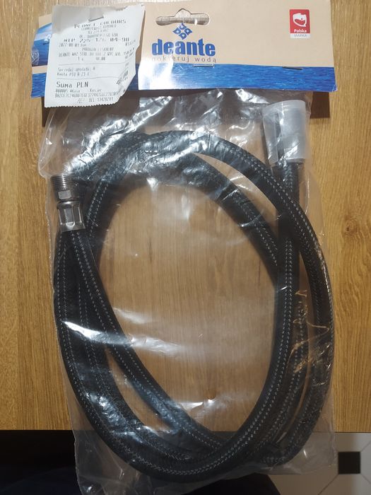 Deante wąż nylonowy czarny do baterii z wyciągana wylewką 150 cm