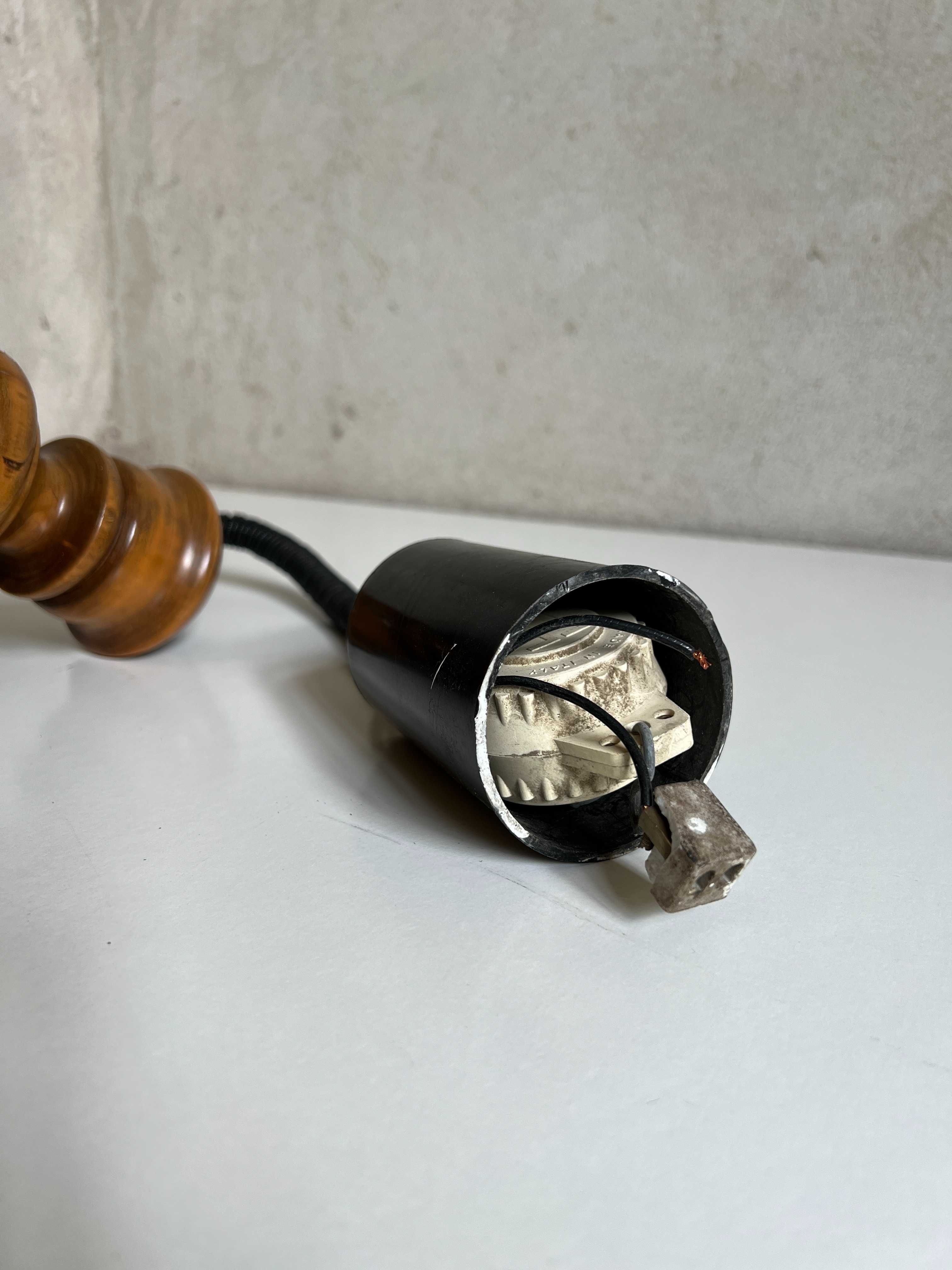 Lampa wisząca ' Space Age '/ Żyrandol PRL / Żółte szkło +drewno OKAZJA
